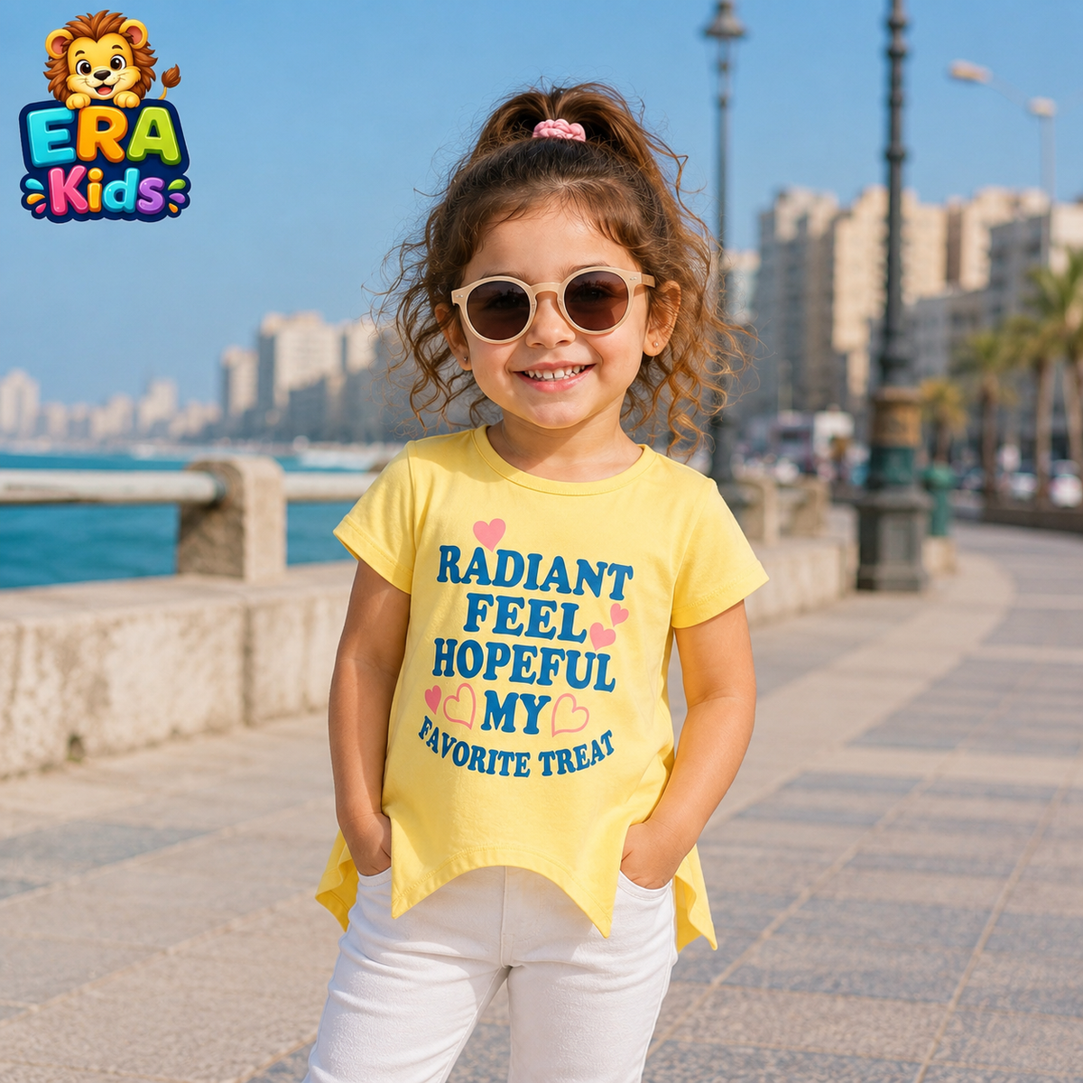 بلوزة بناتي صفراء بأكمام قصيرة وقصة مميزة – ERA KIDS