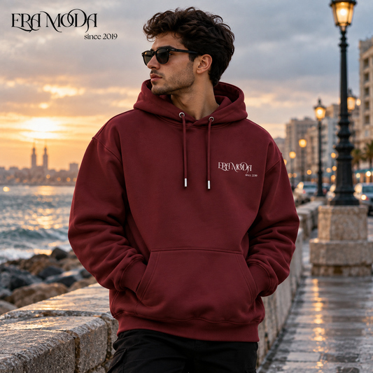 سويت شيرت هودي رجالي بريميوم مبطن بوبرة - لون نبيتي | ERA MODA