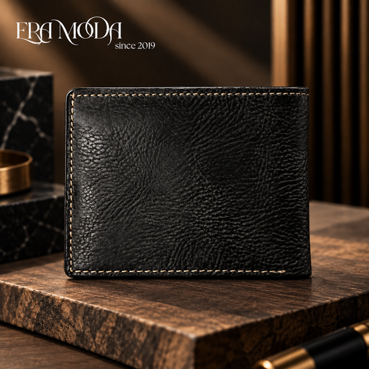 ERA MODA Genuine Leather Men’s Wallet – Black