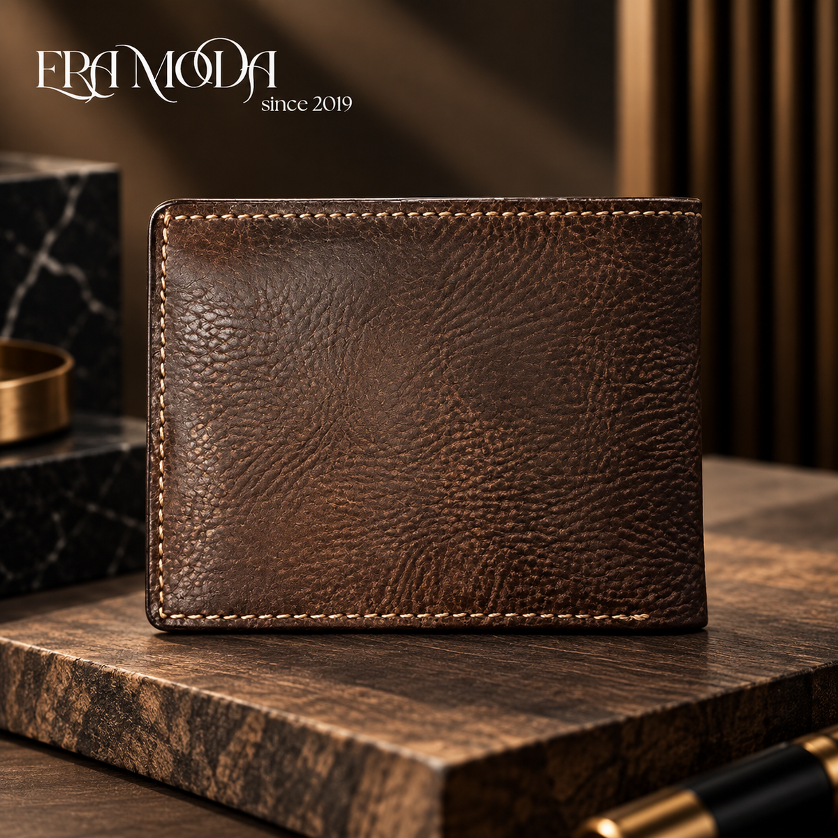 ERA MODA Genuine Leather Men’s Wallet – Brown