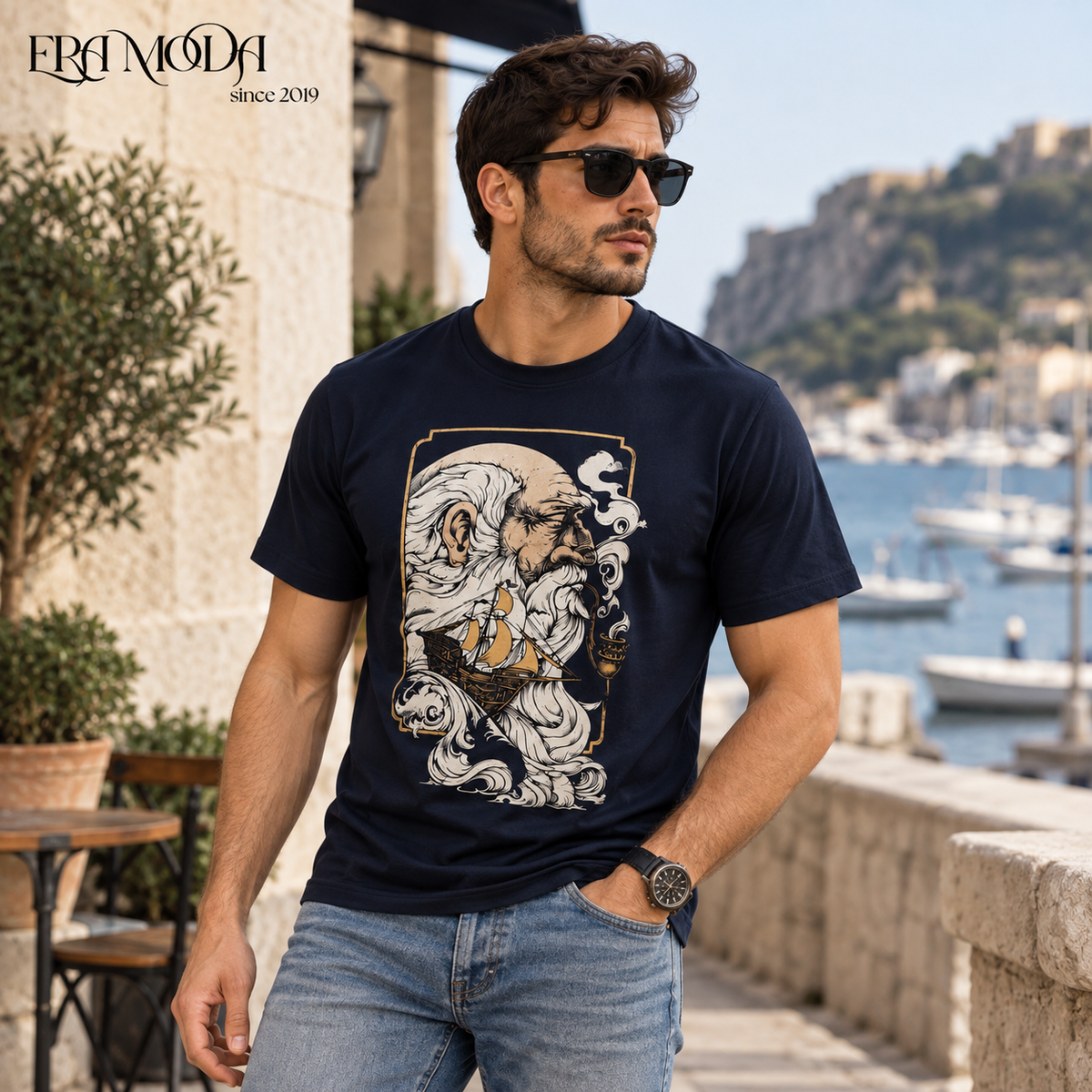 Men’s Wiseman Slim-Fit Cotton T-Shirt – Premium Graphic Print
