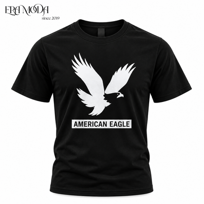 American Eagle Men’s Cotton T-Shirt – Graphic Print | Black & Blue