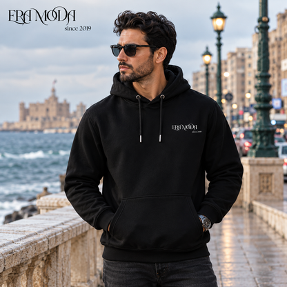 سويت شيرت هودي رجالي بريميوم مبطن بوبرة - لون إسود | ERA MODA