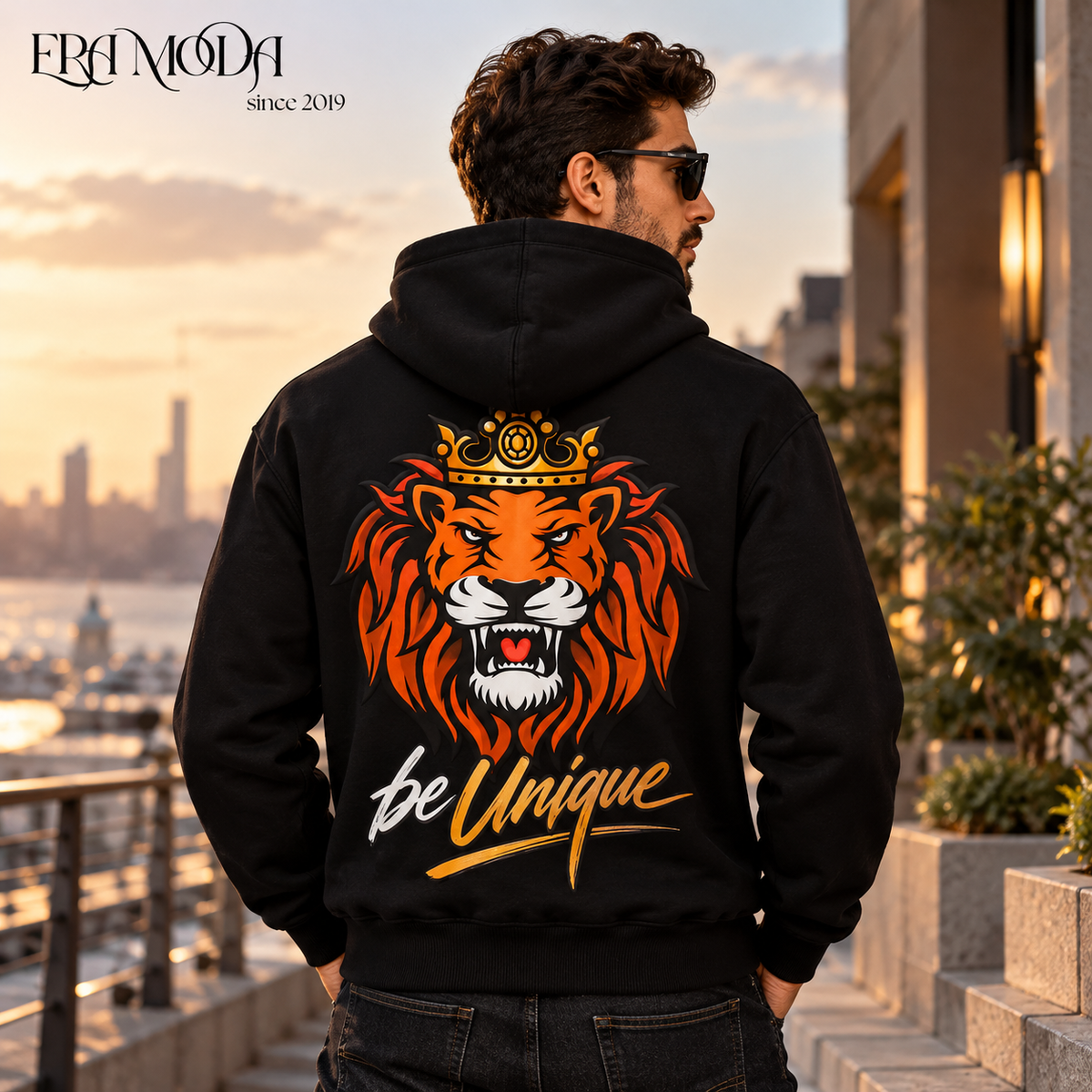 سويت شيرت هودي رجالي بريميوم مبطن بوبرة - لون إسود | ERA MODA
