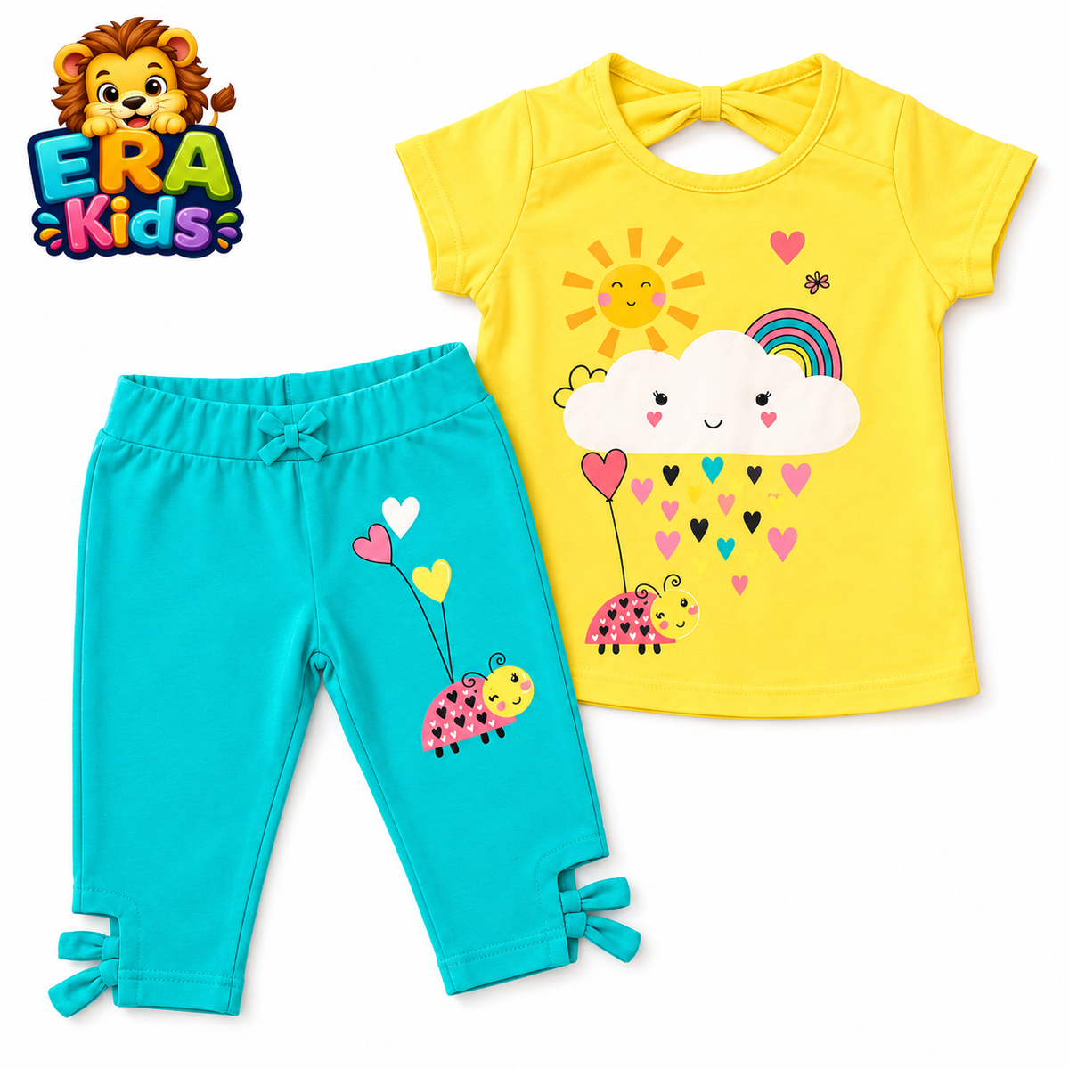 Miami Pajama Set for Girls’ 100% Cotton – Colorful Kids’ Printed Sleepwear