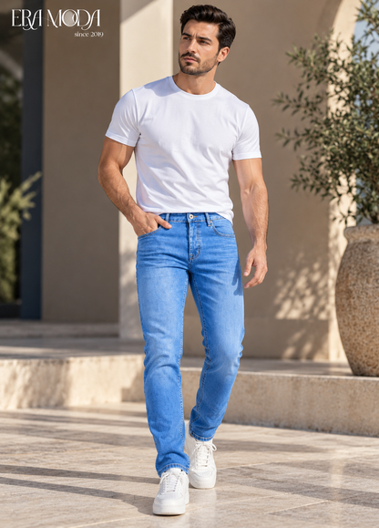 Men’s Light Blue Regular Fit Jeans – Classic Denim Pants