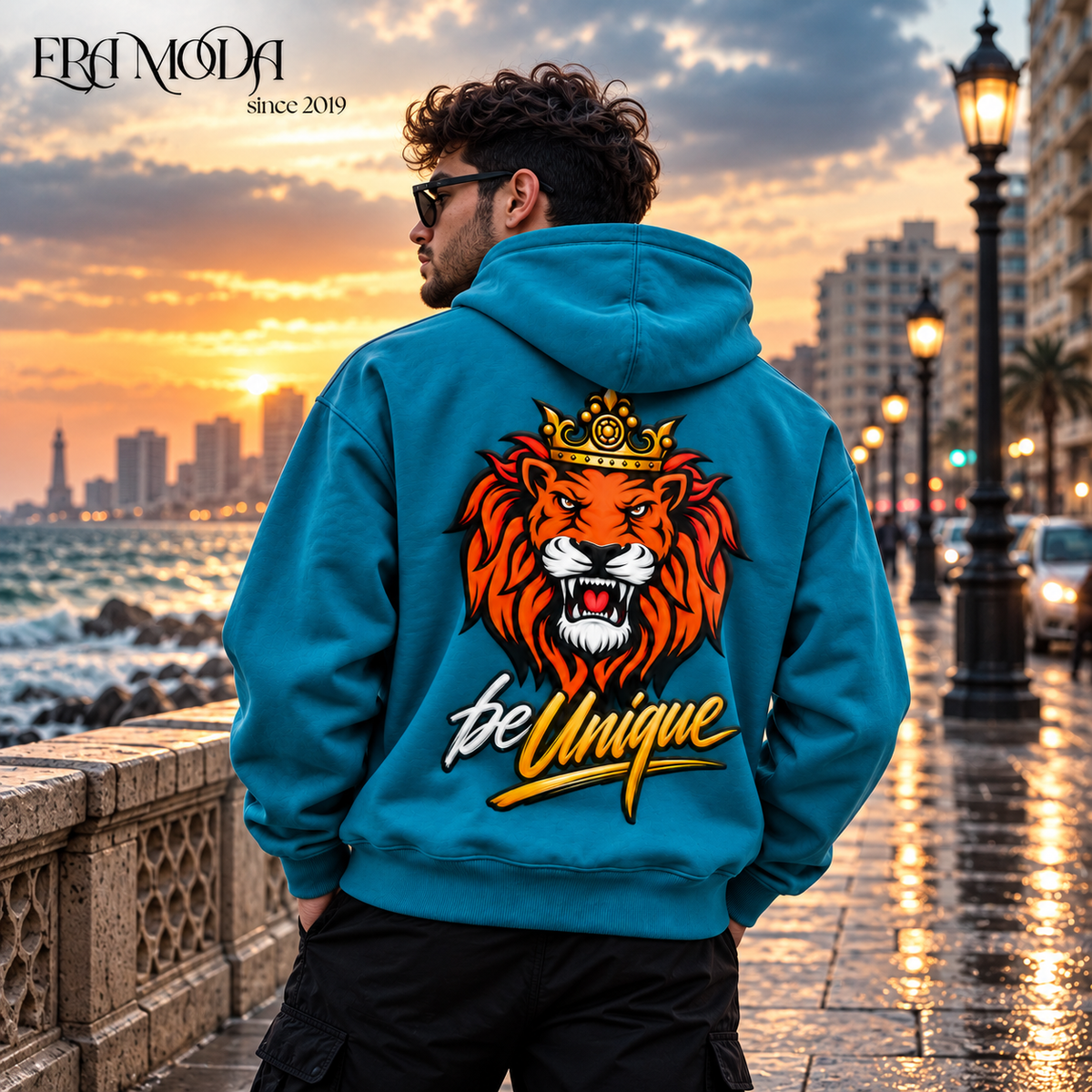 سويت شيرت هودي رجالي بريميوم مبطن بوبرة - لون بترولي | ERA MODA