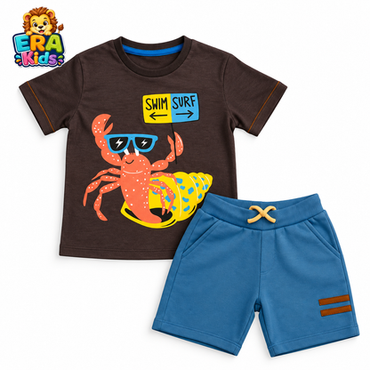 Scorpion Set for Boys 100% Cotton Summer Outfit Set – Graphic T-Shirt & Shorts