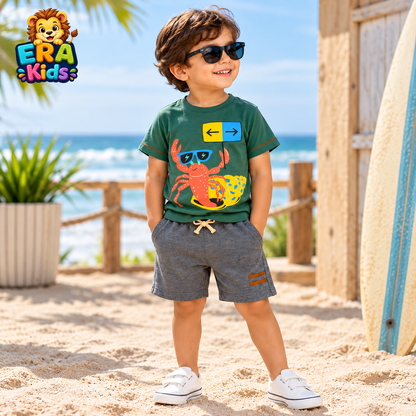 Scorpion Set for Boys 100% Cotton Summer Outfit Set – Graphic T-Shirt & Shorts