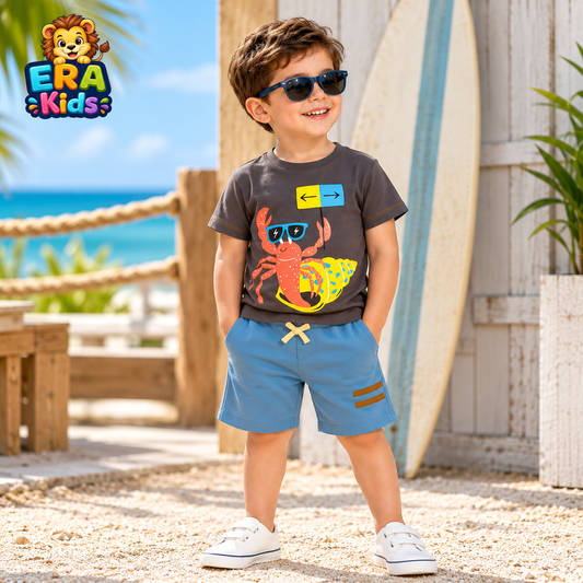 Scorpion Set for Boys 100% Cotton Summer Outfit Set – Graphic T-Shirt & Shorts