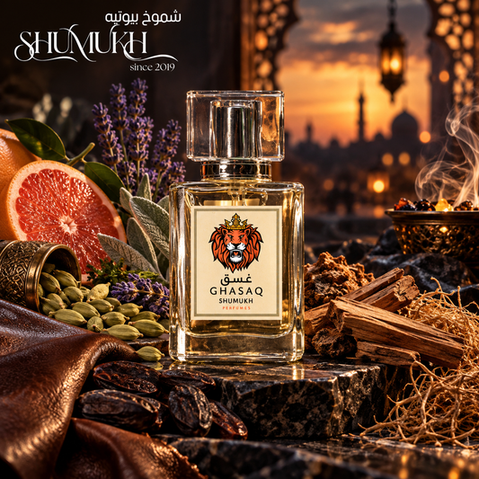 عطر غسق من شموخ بيوتيه برفان – عطر جلدي وخشبي بنفحات الهيل والجريب فروت