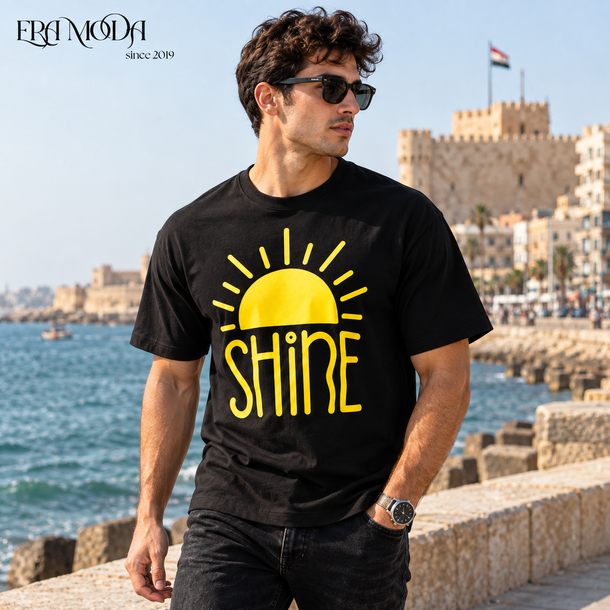 Men’s Black Slim-Fit Cotton T-Shirt - Premium Graphic Print