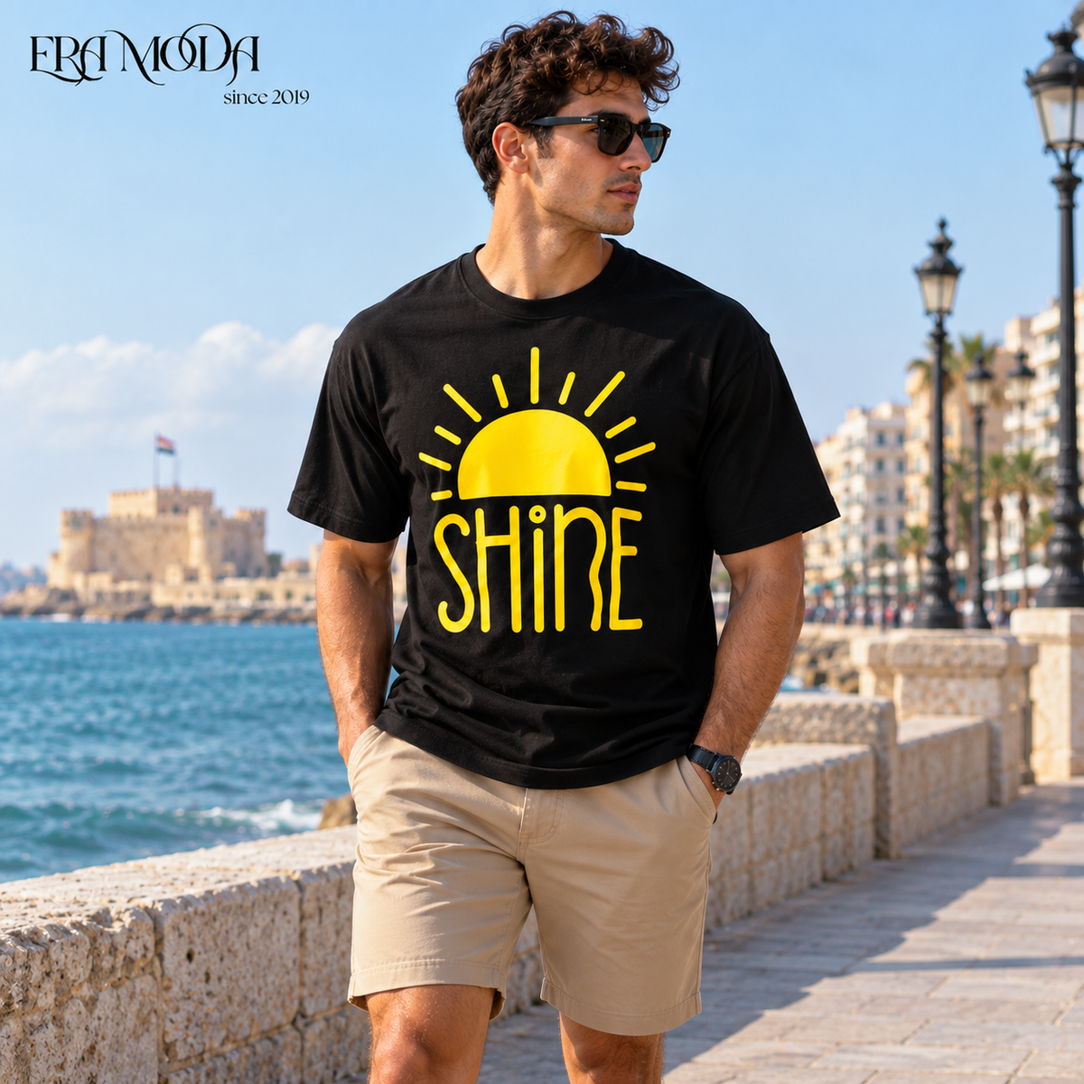 Men’s Black Slim-Fit Cotton T-Shirt - Premium Graphic Print
