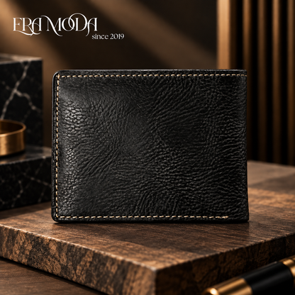 ERA MODA Genuine Leather Men’s Wallet – Black