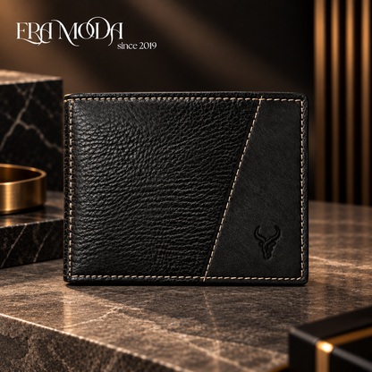 ERA MODA Genuine Leather Men’s Wallet – Black