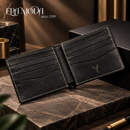 ERA MODA Genuine Leather Men’s Wallet – Black