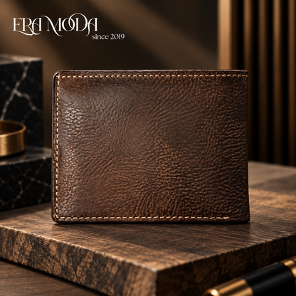 ERA MODA Genuine Leather Men’s Wallet – Brown