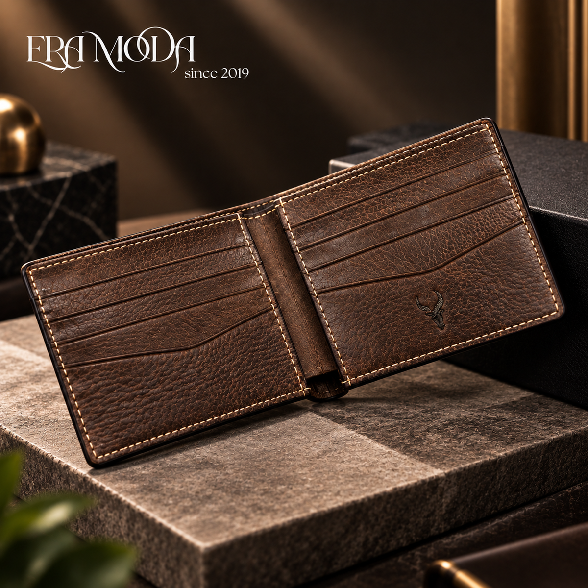 ERA MODA Genuine Leather Men’s Wallet – Brown