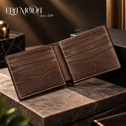 ERA MODA Genuine Leather Men’s Wallet – Brown