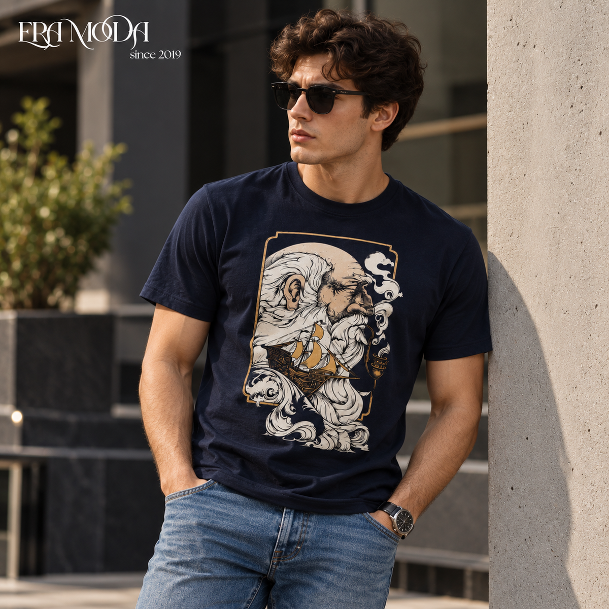 Men’s Wiseman Slim-Fit Cotton T-Shirt – Premium Graphic Print