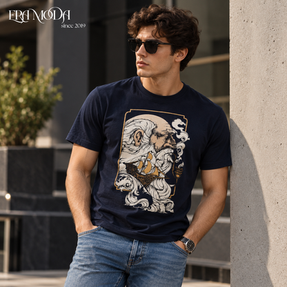 Men’s Wiseman Slim-Fit Cotton T-Shirt – Premium Graphic Print