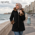 FUZZY HOODED COAT