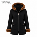 FUZZY HOODED COAT