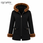 FUZZY HOODED COAT