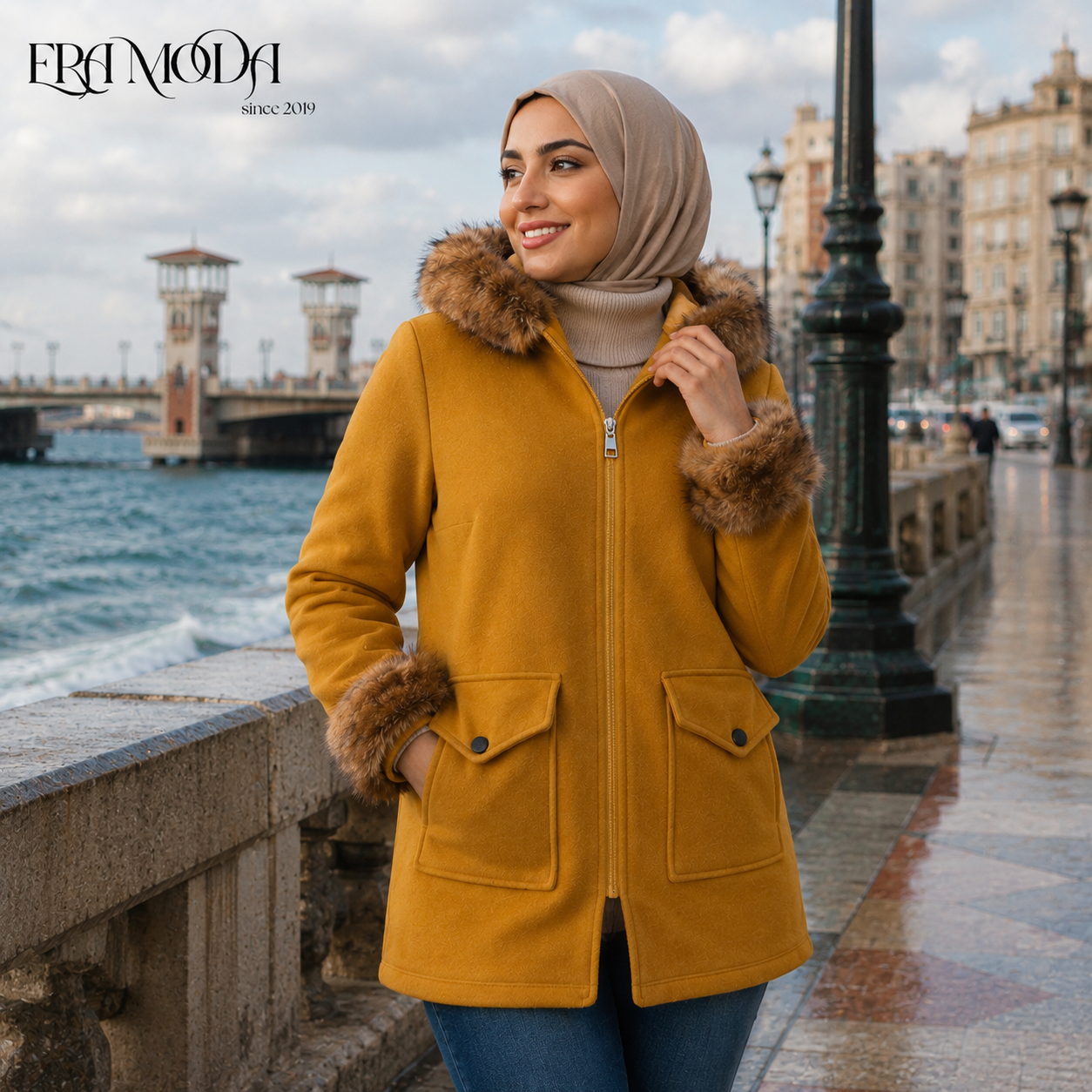 FUZZY HOODED COAT