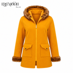 FUZZY HOODED COAT