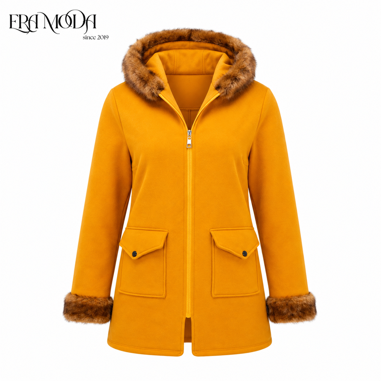 FUZZY HOODED COAT